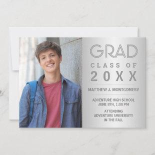 Graduate 2022 Photo Modern Silver Gray Grad Announcement