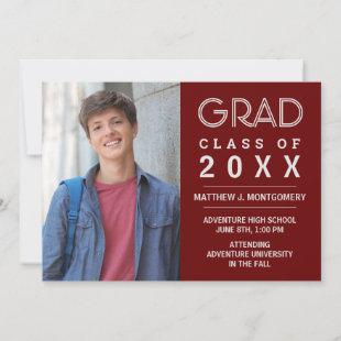 Graduate 2023 Photo Modern Maroon Silver Grad Announcement