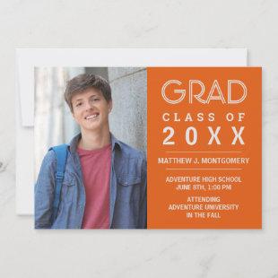 Graduate 2023 Photo Modern Orange Silver Grad Announcement