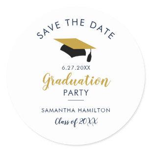 Graduate 2023 Script Save the Date Grad Party Classic Round Sticker