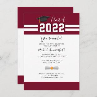 Graduate 2024 Burgundy White Graduation Party Invitation