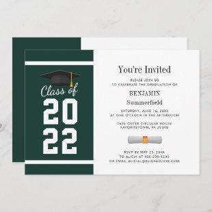 Graduate 2024 Green White Graduation Party Invitation