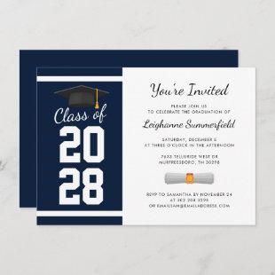 Graduate 2024 Modern Navy Blue Graduation Party Invitation