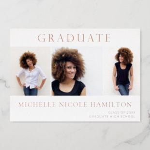 Graduate 3 Photo Graduation Foil Announcement