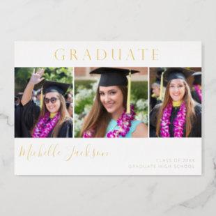 Graduate 3 Photo Script Grad Foil Announcement