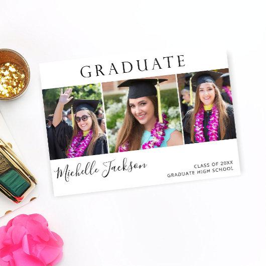 Graduate 3 Photo Script Graduation Announcement