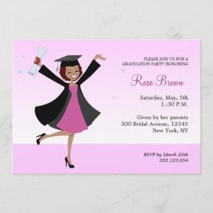 Graduate African American Girl Party Invitation