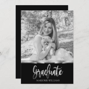 Graduate Black and Silver Gray Script Graduation Invitation