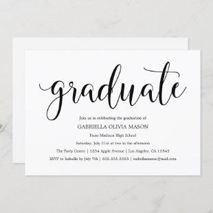 Graduate | Black Script Graduation Party Invite