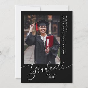 Graduate Black White Graduation Announcement
