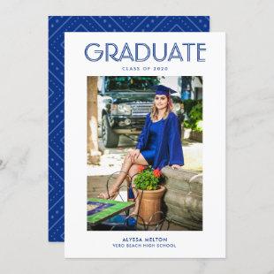 Graduate Blue Photo Graduation Announcement