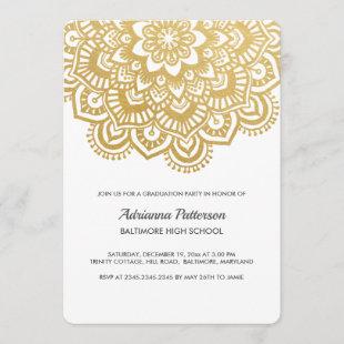 Graduate | Bohemian Gold Mandala Pattern Invitation
