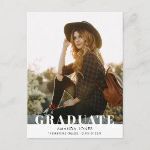 GRADUATE | Bold typography graduation invitation Postcard