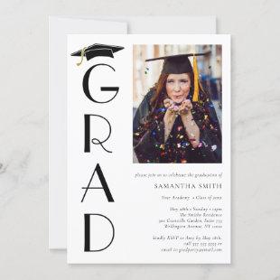 Graduate Cap Modern Typography Graduation Party Invitation
