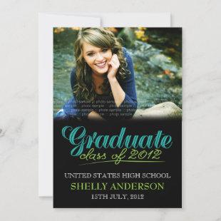 Graduate Class of 2012 Modern Blue Green Invite
