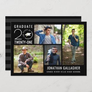 Graduate CLASS OF 2021 Photo Collage Black Party Invitation