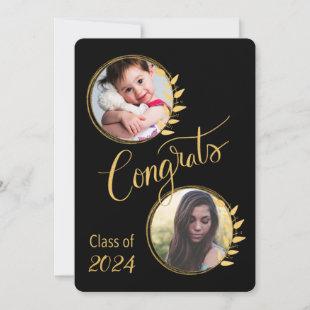 Graduate Class of 20__ Gold Glitter 4 pics Invitation