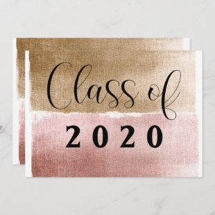 Graduate Class of Gold and Pink Modern Graduation Announcement