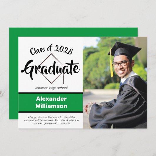 Graduate Class of Green Black Photo Graduation Announcement