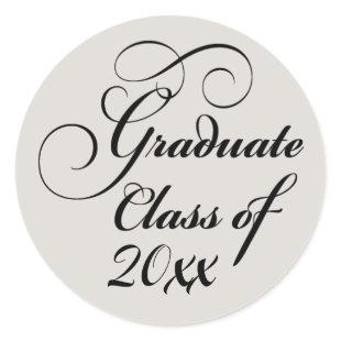 Graduate Class of Greige Elegant Classy Classic Round Sticker