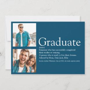 Graduate Definition 2 Photo Modern Blue Invitation