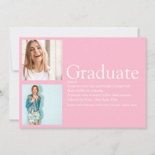 Graduate Definition 2 Photo Modern Pink Invitation
