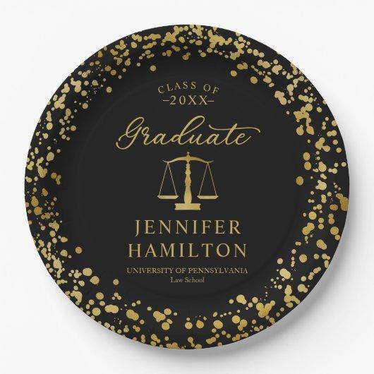 Graduate Elegant Gold Black Law School Graduation Paper Plates