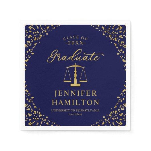 Graduate Elegant Gold Blue Law School Graduation Napkins