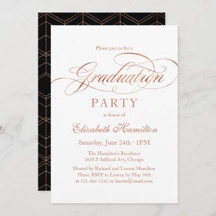 Graduate Foil Rose Gold Elegant Script Grad Party Invitation