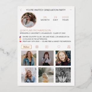 Graduate Fun Instagram Social Media Grad Party Foil Invitation