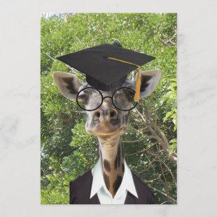 Graduate Giraffe Gold Tassel Invitation