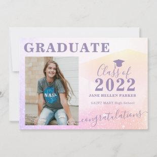Graduate girly photo graduation announcement
