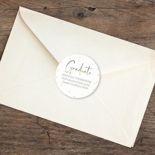 Graduate Gold Confetti Return Address Label