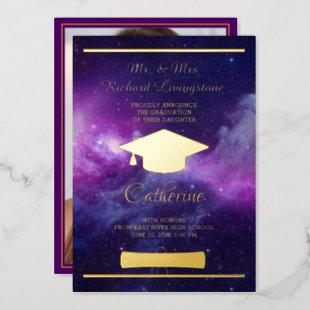 Graduate Gold Foil Galaxy Announcement Card