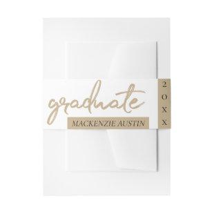 Graduate Gold Script | Classy Brush with Year Invitation Belly Band