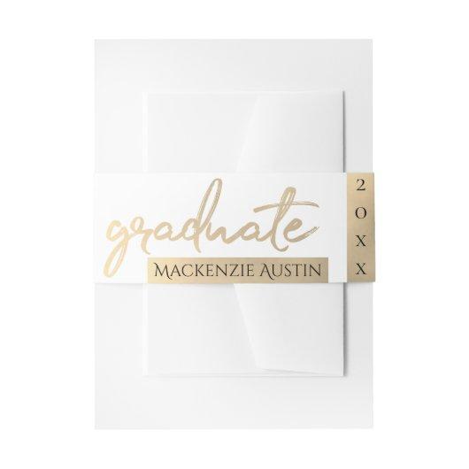 Graduate Gold Script | Classy Brush with Year Invitation Belly Band