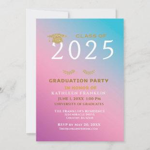 Graduate Graduation Party Pink Blue Personalize Invitation
