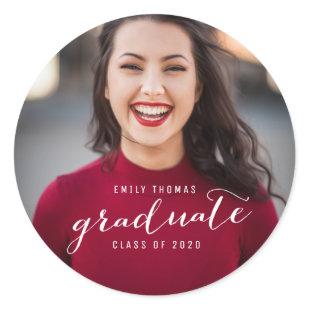 Graduate Graduation Photo Class of 2020 Classic Round Sticker
