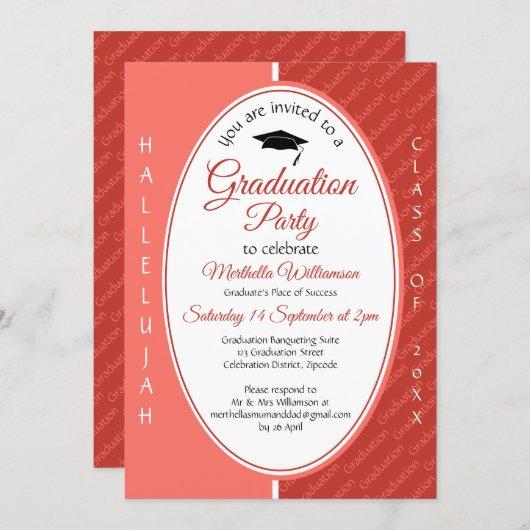 Graduate HALLELUJAH Custom Coral Graduation Invitation