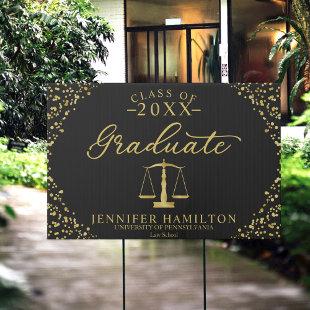 Graduate Law School Black Gold Graduation Sign