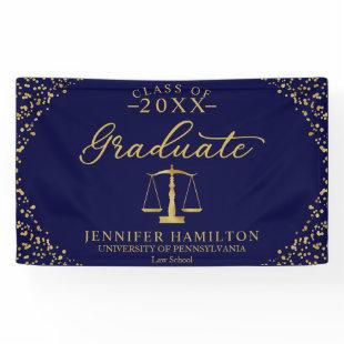 Graduate Law School Blue Gold Graduation Banner