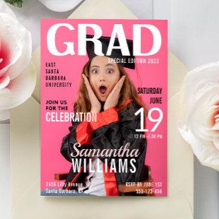 Graduate Magazine Cover Photo Graduation Party  Invitation