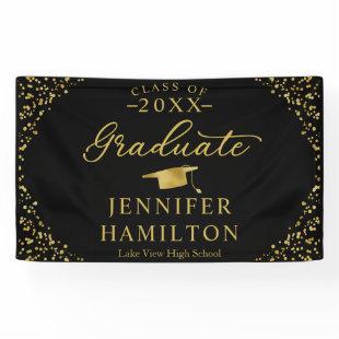 Graduate Modern Black Gold Graduation Banner