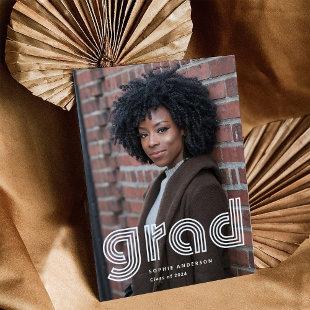 Graduate | Modern Disco Typography and Two Photos Invitation