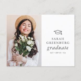 Graduate Modern Minimalist Simple Chic Graduation Announcement Postcard
