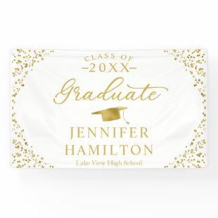 Graduate Modern White Gold Graduation Banner