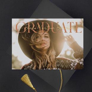Graduate Muted Serif Graduation Photo Foil Invitation
