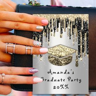 Graduate Party Drip Glitter Cup Gold Silver Invitation