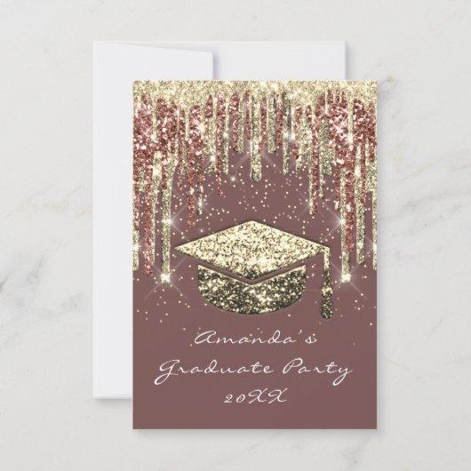 Graduate Party Drips Glitter Rose Gold Confetti  Invitation