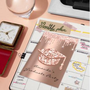 Graduate Party Drips Rose Gold Cap 3D Glamy Invitation